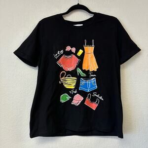 Leo & Ugo Team Fresh Seduction Graphic Print T-Shirt Black Size 4